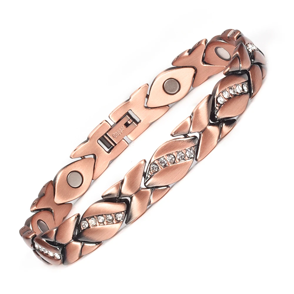 

Wollet Jewelry Copper Bracelet for Women, Arthritis and Joint Pain Therapy Carpal Tunnel Zircon Bracelets