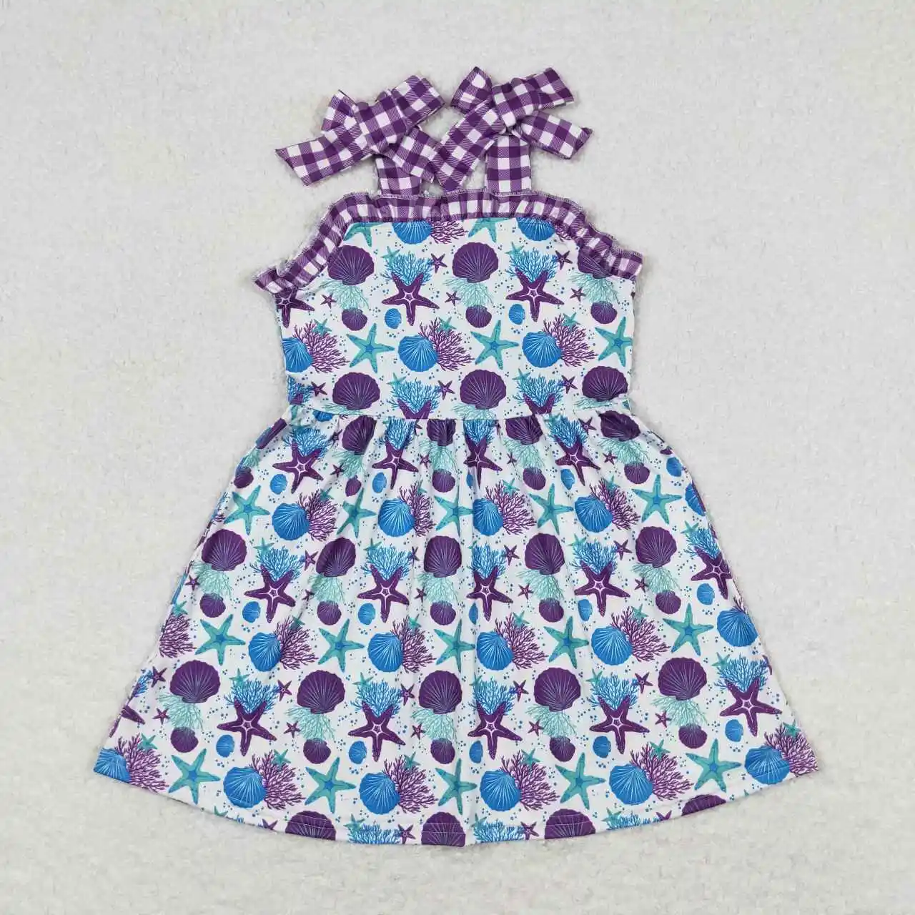

GSD0913 эксклюзивное летнее платье для маленьких девочек с принтом в виде ракушек без рукавов, Детская эксклюзивная одежда