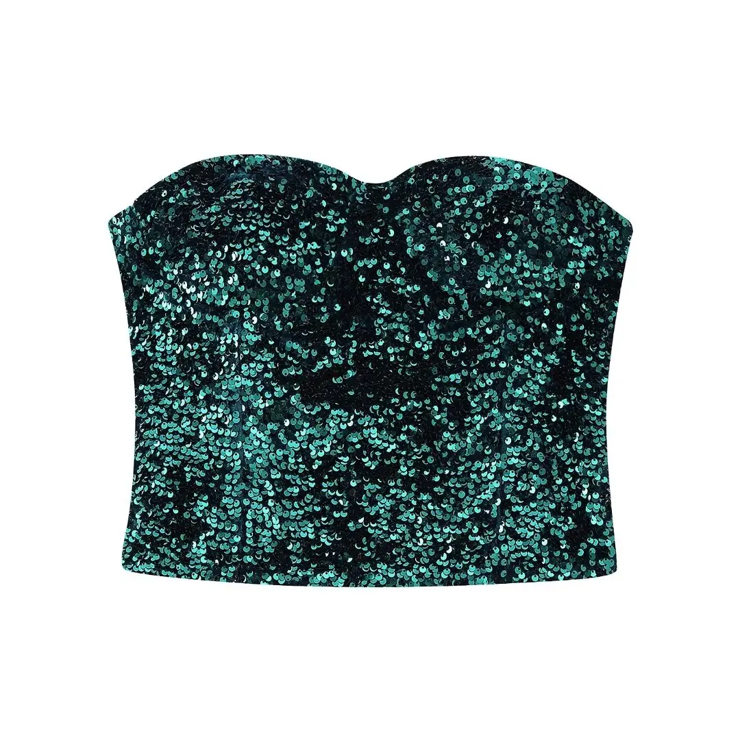 Women New Fashion Bead decoration One word chest wrap style Tight Tops Vintage backless Side Zipper Female Waistcoat Chic Tops
Women New Fashion Bead decoration One word chest wrap style Tight Tops Vintage backless Side Zipper Female Waistcoat Chic Tops