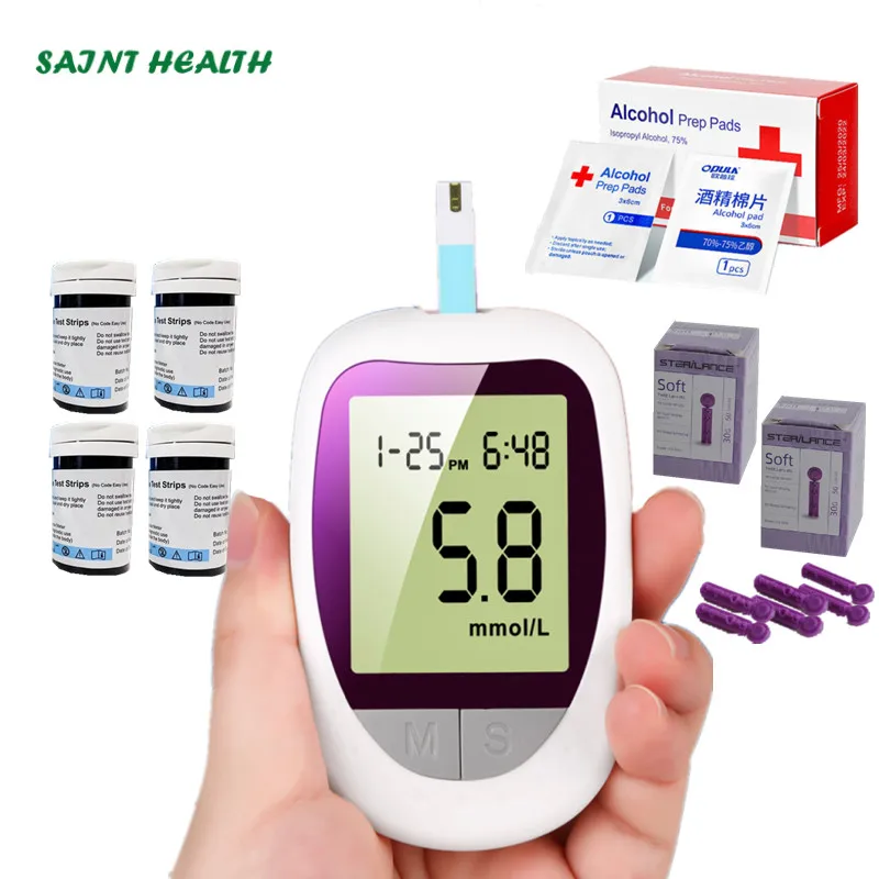 

KH-100Blood Glucose Meter 50/100/150 Test Strips Lancets Glucometer Kit for Diabetic Blood Sugar Monitor Medical Diabetes Tester