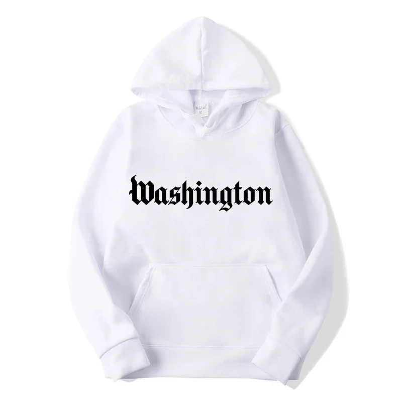 

Spring Autumn Washington Letters Printed Hoodies Long Sleeve Pullover Sweatshirts Casual American Style Outdoors Wear