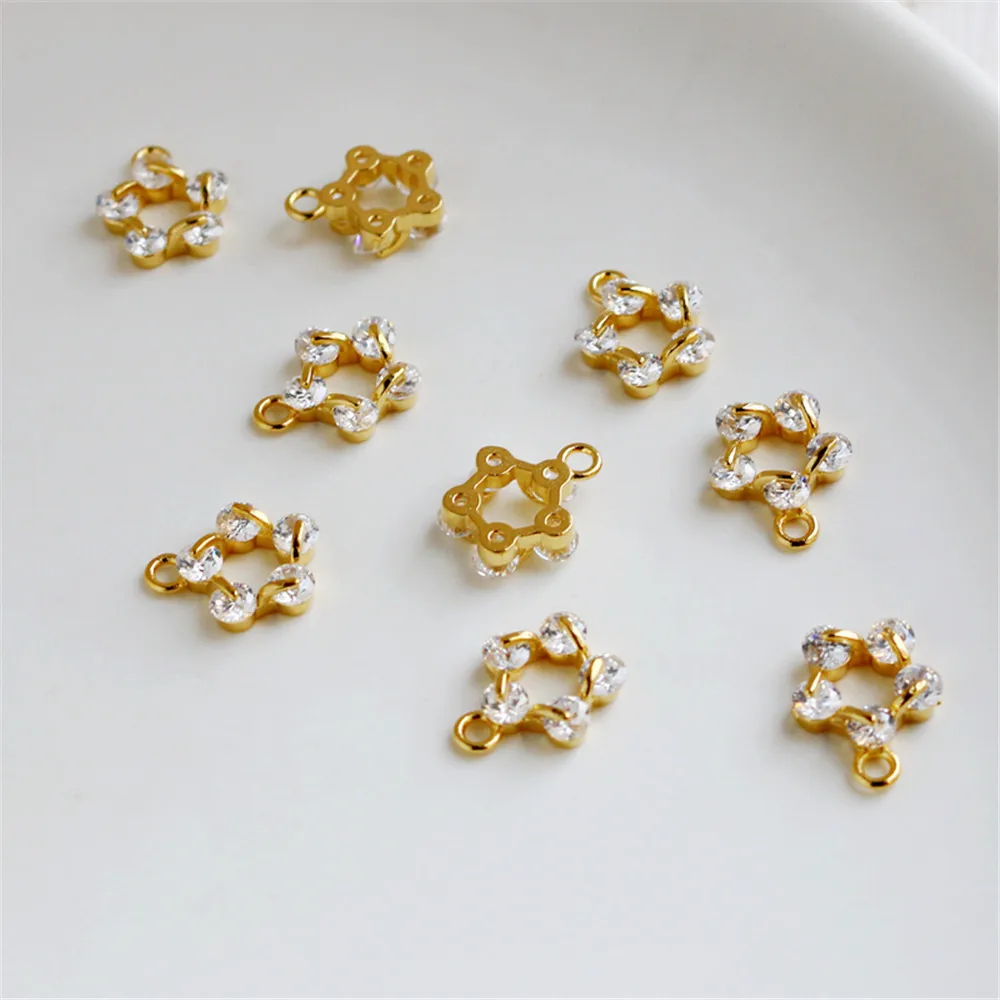 14K gold color retaining collar with five zircon 9mm wreath pendant handmade jewelry bracelet necklace earring pendant diy
14K gold color retaining collar with five zircon 9mm wreath pendant handmade jewelry bracelet necklace earring pendant diy