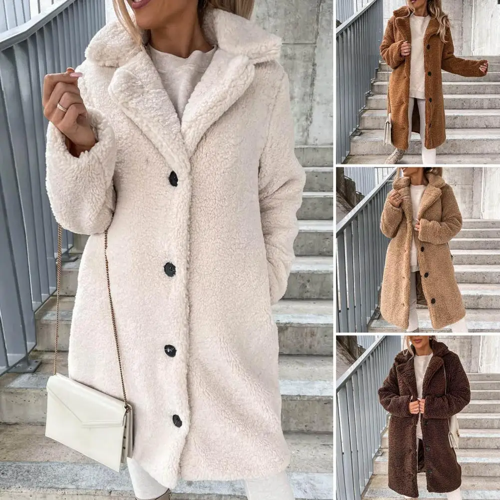 

Autumn Winter Woman Plush Warm Faux Fur Long Coat Women Lapel Fur Teddy Jacket Female Plush Teddy Coat Outwear Ladies Overcoat