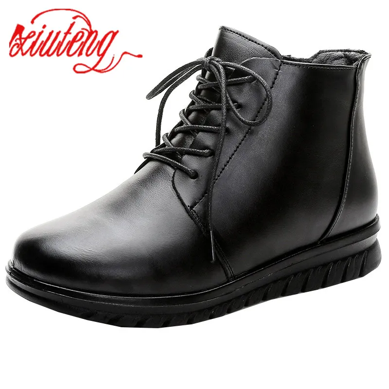 Fashion Leather Sneakers Woman Mom Concise Flat Loafers Soft Sole Lace Up Wedge Flat Boots Female Shoes for Women Black Footwear
Fashion Leather Sneakers Woman Mom Concise Flat Loafers Soft Sole Lace Up Wedge Flat Boots Female Shoes for Women Black Footwear