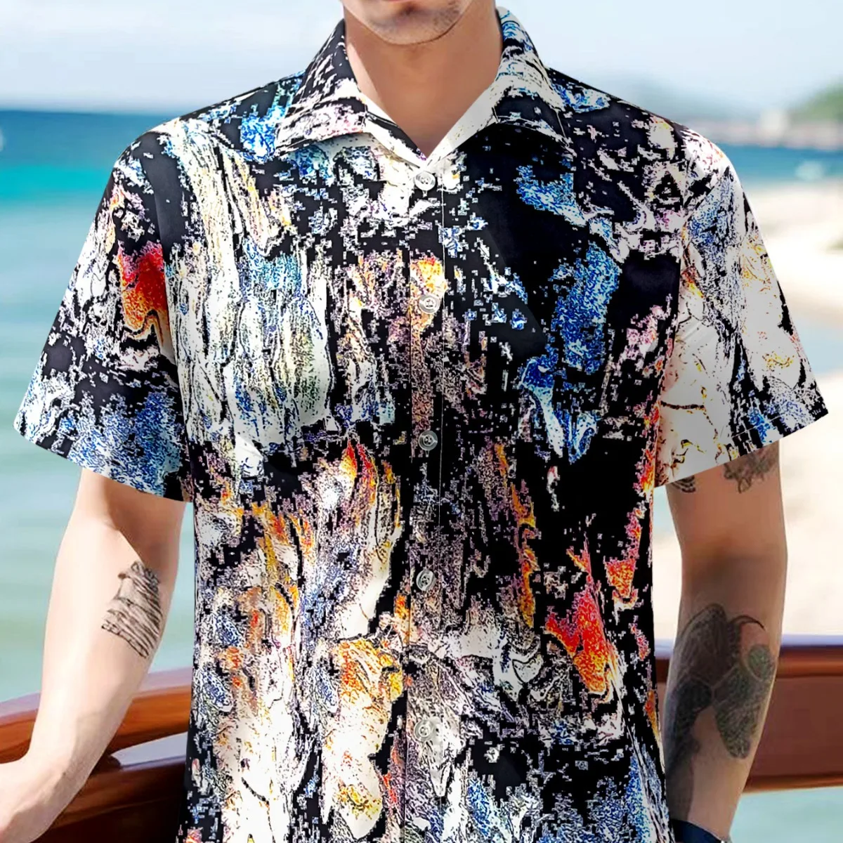 

Mens Designer Summer Clothes Hawaiian Shirt Men's Loose Beach Vacation Short Sleeve Printed Shirt US Size Camisa Social