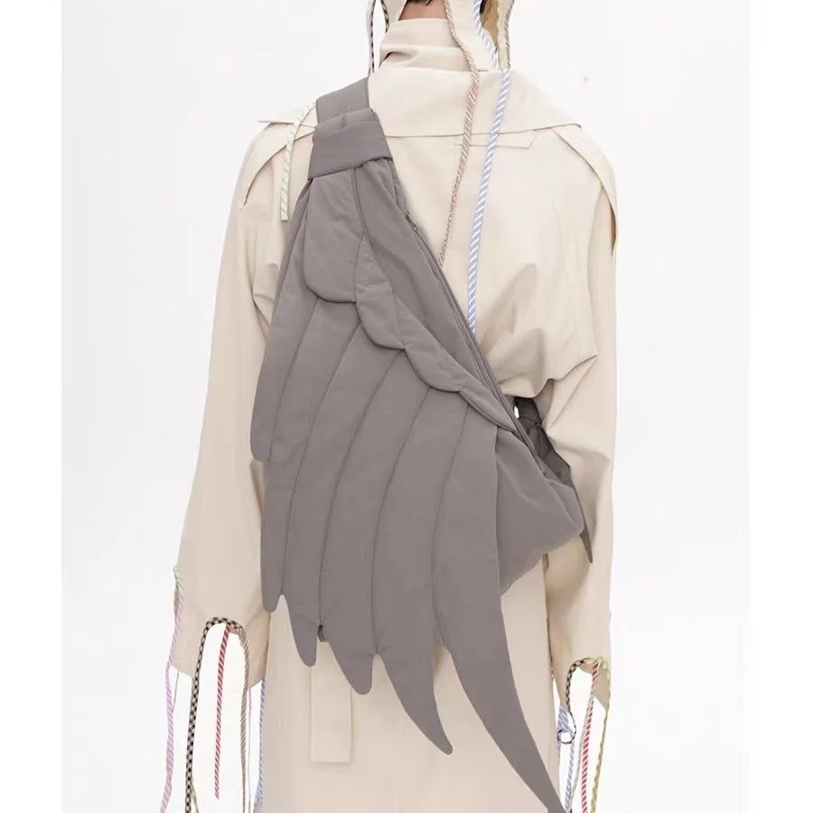 

Luxury designer Y2K Sandy Gray Wings Crossbody Bag Wandering Bag Like the Wind Freedom Angel Wings Personality backpack