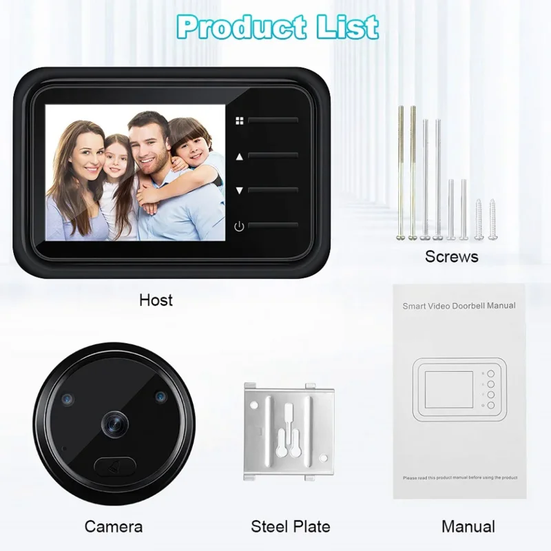 Smart Peephole Doorbell Camera 2.4 Inch Auto Record Electronic Ring IR Night Vision Video Doorbell Home Peephole Viewer
Smart Peephole Doorbell Camera 2.4 Inch Auto Record Electronic Ring IR Night Vision Video Doorbell Home Peephole Viewer