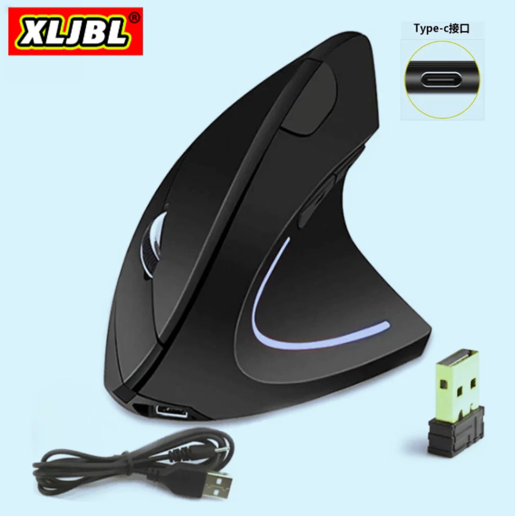

XLJBL New Vertical Mouse Ergonomic 2.4GHz Wireless Optical Mice 3 Adjustable DPI 800/1200/1600 6 Buttons for Laptop PC Computer