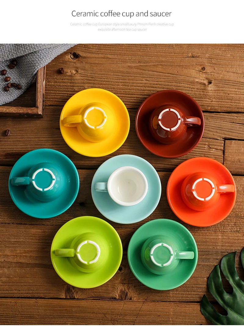 Generic 1 Set Colored Ceramic Coffee Cup Set Espresso Cups Porcelain