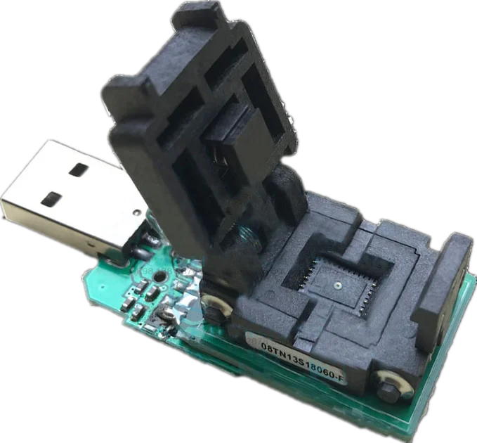 QFN8 WSON8-1.27 clamshell to USB2.0 card reader 6*8 adapter IC test socket NAND programmer
QFN8 WSON8-1.27 clamshell to USB2.0 card reader 6*8 adapter IC test socket NAND programmer
