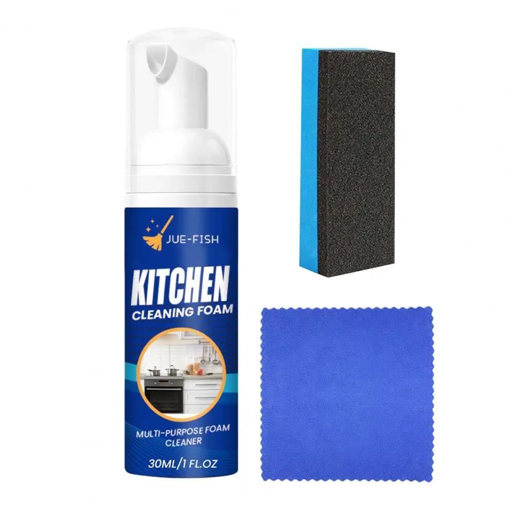 

Grease Stain Remover Multifunctional Kitchen Foam Cleaner with Sponge Wipe Cloth for Countertop Sink Cookware Heavy Oil Stain