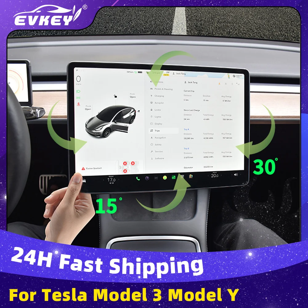 

EVKEY Screen Display Rotation Bracket For Tesla Model 3 Y Accessories Central Control GPS Navigation Holder Swivel Mount