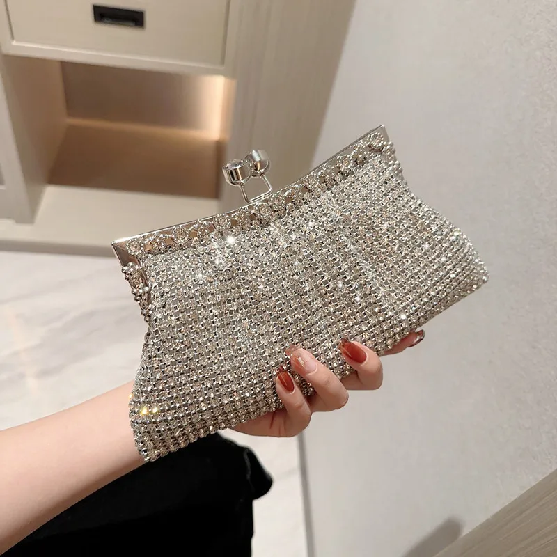 

Luxury Women Evening Bag 2023 Rhinestone Party Handbag Wedding Lady Shoulder Bag Elegant Bling Shiny Diamond Evening Clutch Bag