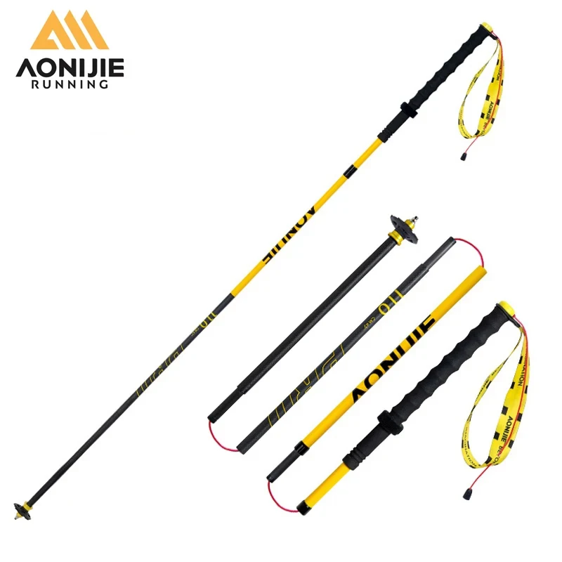 

AONIJIE Camping Hiking Walking Stick Carbon Fiber Trekking Poles Portable Lightweight Folding Climbing Stick Poles 4 Sections