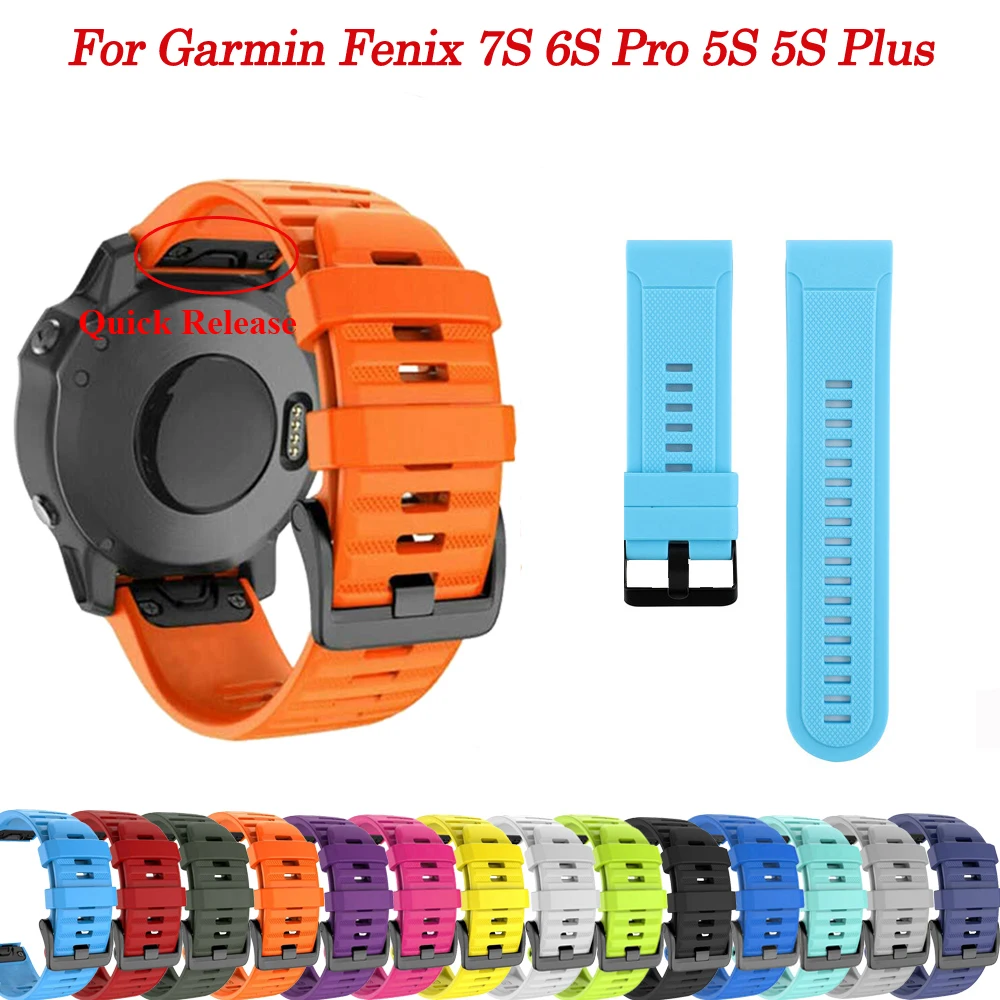 

20mm Silicone Straps Smart Watch Band For Garmin Fenix 7S 6S Pro 5S Plus Instinct 2S Descent Mk2S Quick Release Bracelet Correa