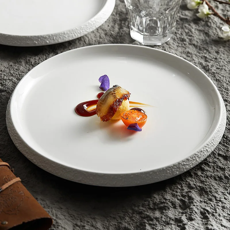 White Porcelain Characteristic Hotel Tableware Stone Edge Creative Plate Home Ceramic Artistic Conception Dish Steak Dishes
White Porcelain Characteristic Hotel Tableware Stone Edge Creative Plate Home Ceramic Artistic Conception Dish Steak Dishes