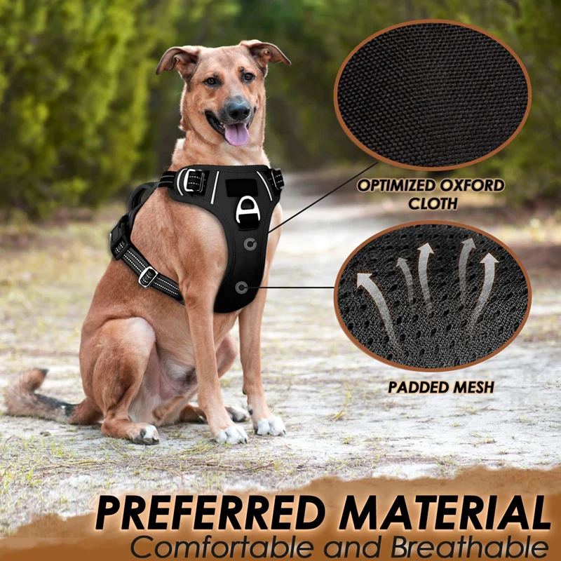 

No Pull Dog Harness No Choke Easy Control Handle Reflective Pet Harness 2 Leash Clips Adjustable Soft Padded Dog Vest