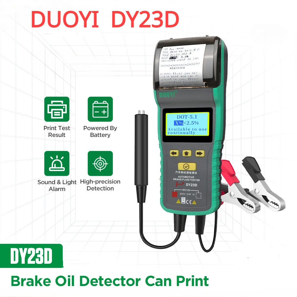 DUOYI DY23D Car Brake Fluid Tester For DOT3/ DOT4/ DOT5.1 Brake Fluid meter LCD Display Printing brake fluid oil tester A+++
DUOYI DY23D Car Brake Fluid Tester For DOT3/ DOT4/ DOT5.1 Brake Fluid meter LCD Display Printing brake fluid oil tester A+++