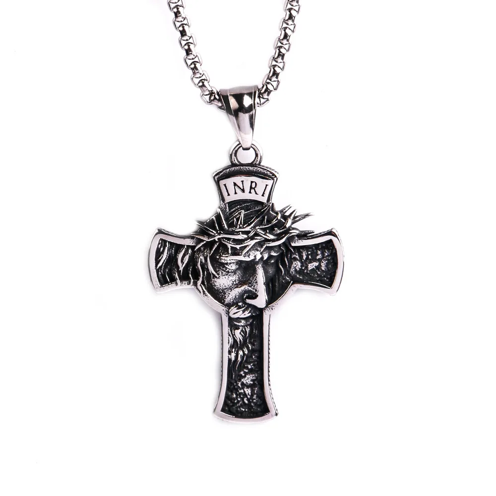 INRI Jesus Cross Necklaces Religon Amulet Stainless Steel Men Women Pendants Chain Punk Trendy Jewelry Best Gift Wholesale
INRI Jesus Cross Necklaces Religon Amulet Stainless Steel Men Women Pendants Chain Punk Trendy Jewelry Best Gift Wholesale