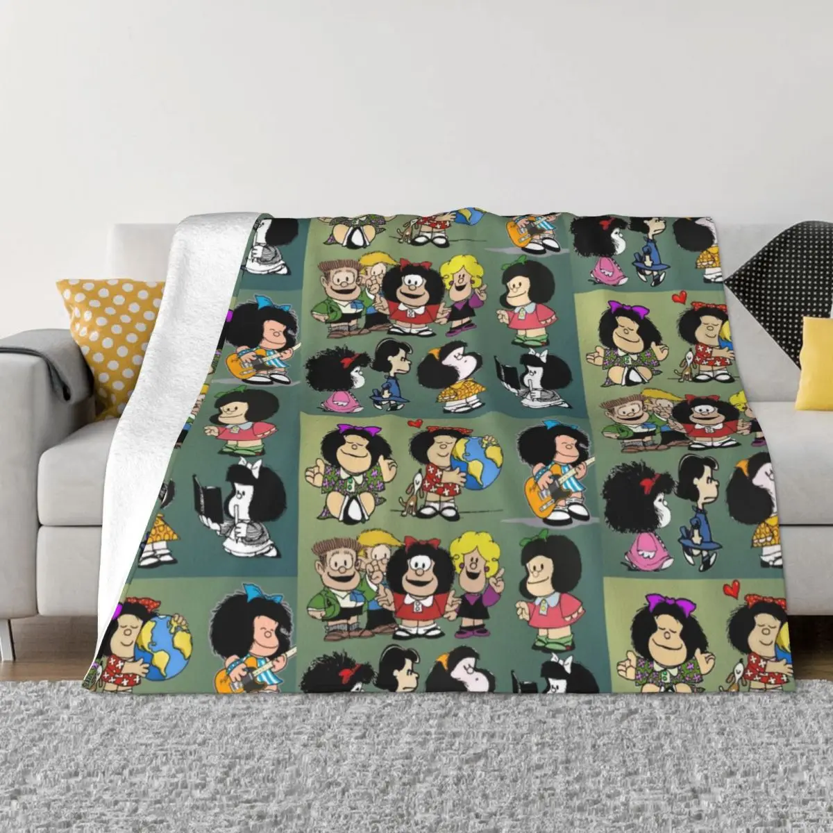 

Одеяло Kawaii Mafalda из аниме кораллового флиса плюшевое весенне-осеннее манга клетчатое мягкое покрывало для дивана офисное плюшевое тонкое одеяло