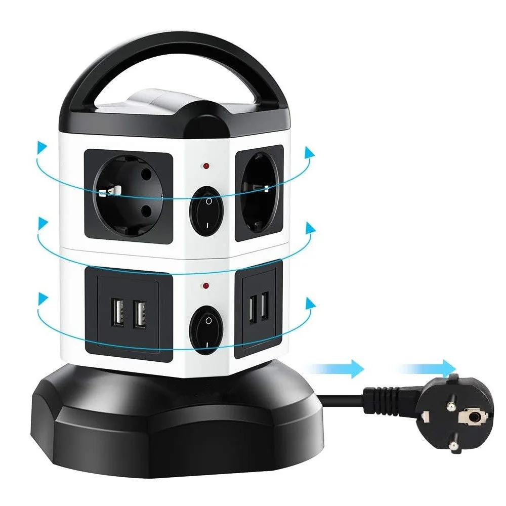 TESSAN Vertical Tower Power Strip Multi Outlet with 6/10/14 Sockets 4 USB Ports Independent Switches 2M Extension Cable for Home
TESSAN Vertical Tower Power Strip Multi Outlet with 6/10/14 Sockets 4 USB Ports Independent Switches 2M Extension Cable for Home