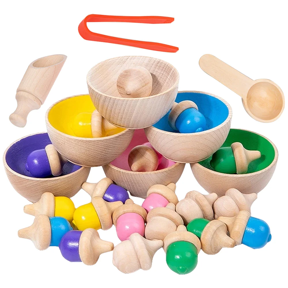 

Игрушки Монтессори, Разноцветные деревянные гироскопы, Подходящие Игрушки, чашки для сортировки, сенсорные игрушки, развивающие игрушки для детей