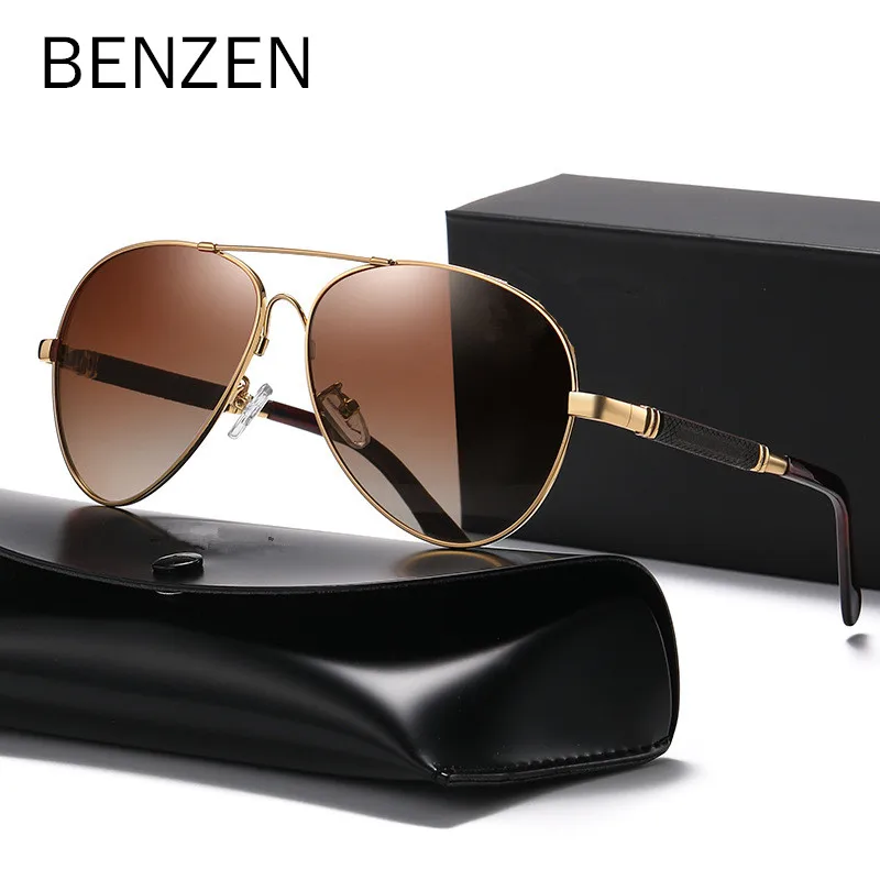 

BENZEN Alloy Men's Polarized Sunglasses Vintage Aviation Sun glasses Women Pilot Mirror Eyewear UV 400 Oculos de sol 9713