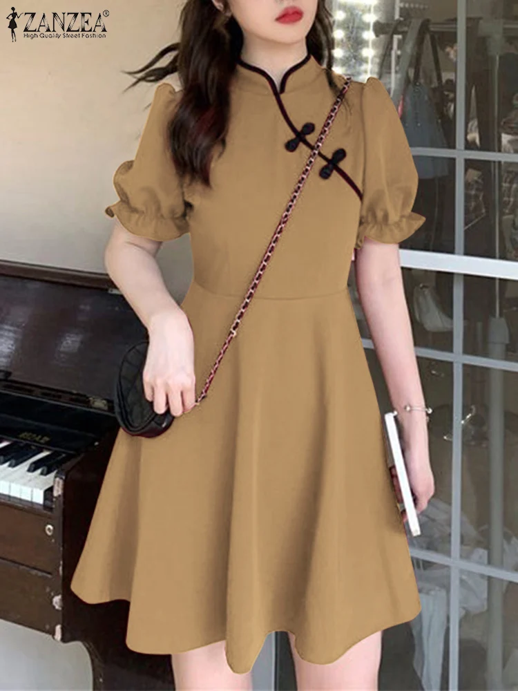 ZANZEA Vintage Women Mini Dress Korean 2023 Summer Short Vestidos Retro Button Knot Robes Sweet Casual Puff Short Sleeve Dresses
ZANZEA Vintage Women Mini Dress Korean 2023 Summer Short Vestidos Retro Button Knot Robes Sweet Casual Puff Short Sleeve Dresses