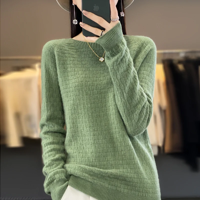 

Новинка весна-осень бесшовный кашемировый свитер женская одежда джемпер с круглым вырезом Модная трикотажная рубашка из 100% чистой шерсти
