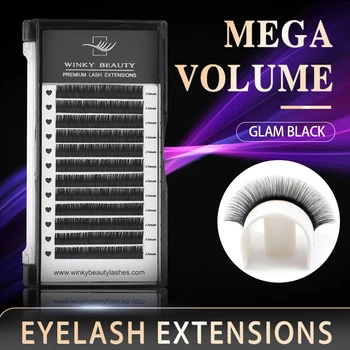 Winky Beauty Individual Mink Eyelashes 0.05-0.07 C/D Curl Russian Volume Eyelash extensions supplies mega volume lashes