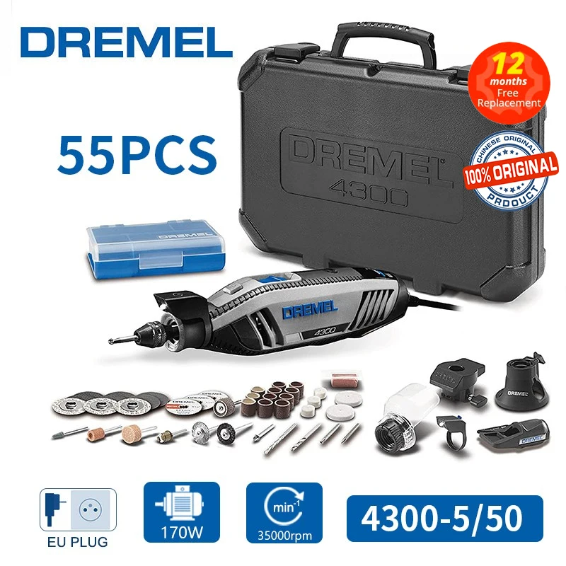 DREMEL 4300 5-50 Rotary Tool Kit Mini Electric Drill Grinder Grinding With LED Light 5 Attachments 50 Accessories Cutting
DREMEL 4300 5-50 Rotary Tool Kit Mini Electric Drill Grinder Grinding With LED Light 5 Attachments 50 Accessories Cutting