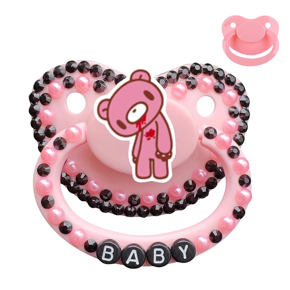 

Pink 100% Handmade Adult Baby Pacifier Big Size Silicone Adult Nipple Little Bear For Adult Angry Baby Girl Boy ddlg