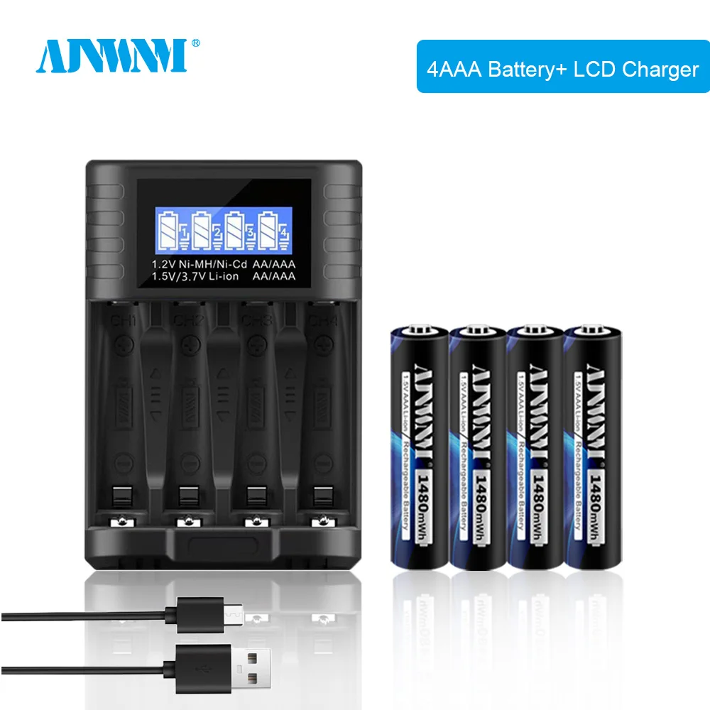 High capacity 1.5V AAA 1480 mWh rechargeable li-ion battery for Remote control wireless mouse + charger
High capacity 1.5V AAA 1480 mWh rechargeable li-ion battery for Remote control wireless mouse + charger