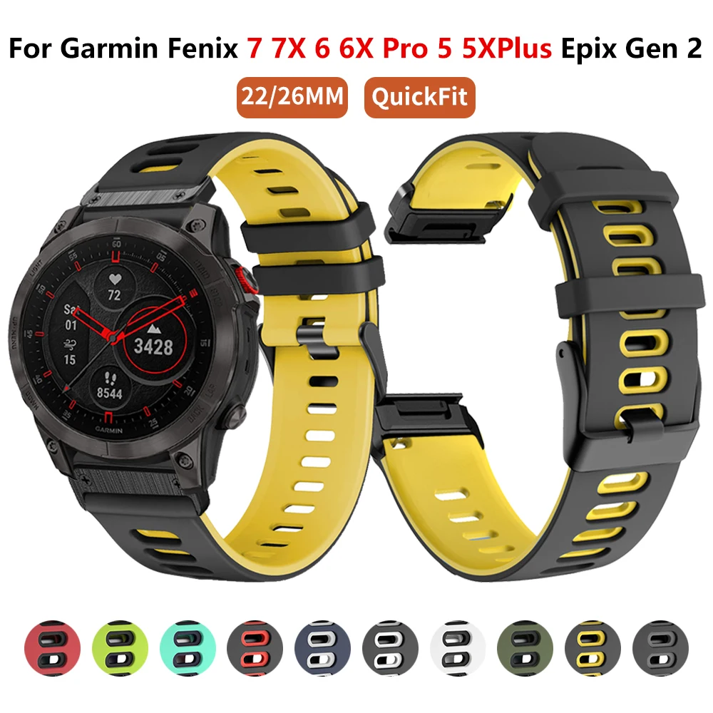 

22mm 26mm QuickFit Silicone Sport Strap For Garmin Epix Gen 2 Fenix 7 7X 6XPro 5XPlus Quatix 7X/Enduro TACTIX DELTA Watchband