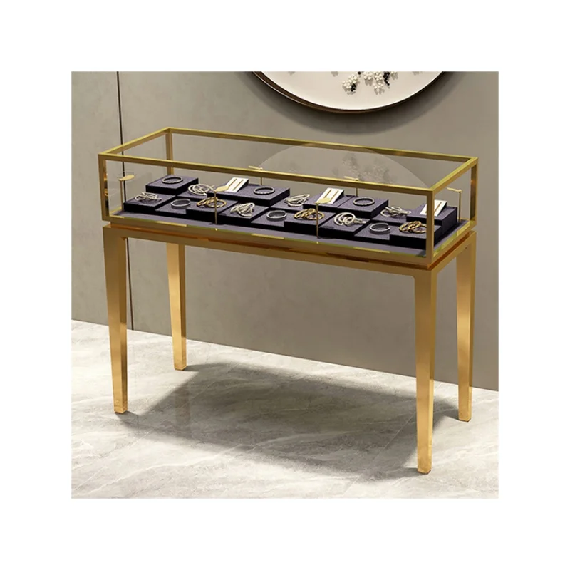 

Customized product、Kainice OEM custom luxury gold manufacture jewelry cabinet Floor standing jewel showcase jewellery display st