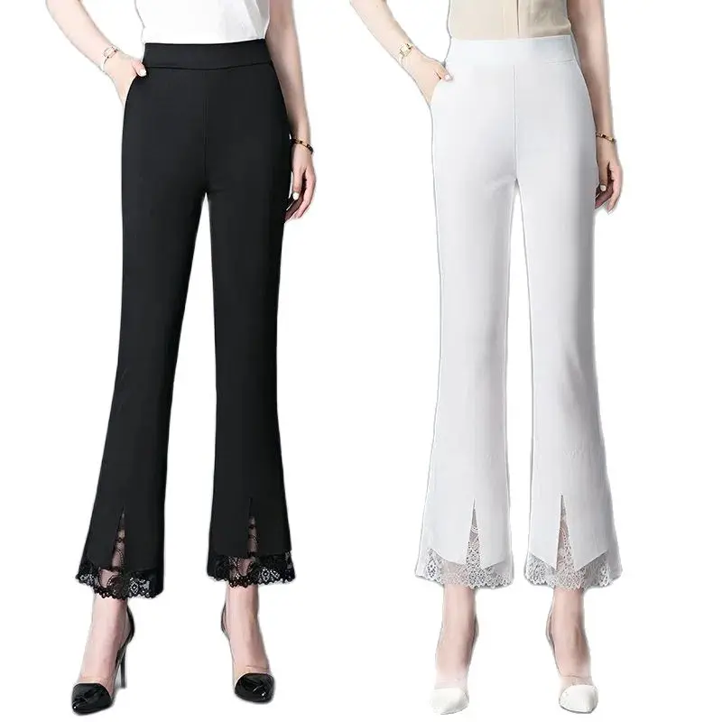 2023 Office Lady Lace Patchwork White Elastic Waist Boot Cut Pants Summer Solid Color Wild Popularity Comfortable Women Pants
2023 Office Lady Lace Patchwork White Elastic Waist Boot Cut Pants Summer Solid Color Wild Popularity Comfortable Women Pants