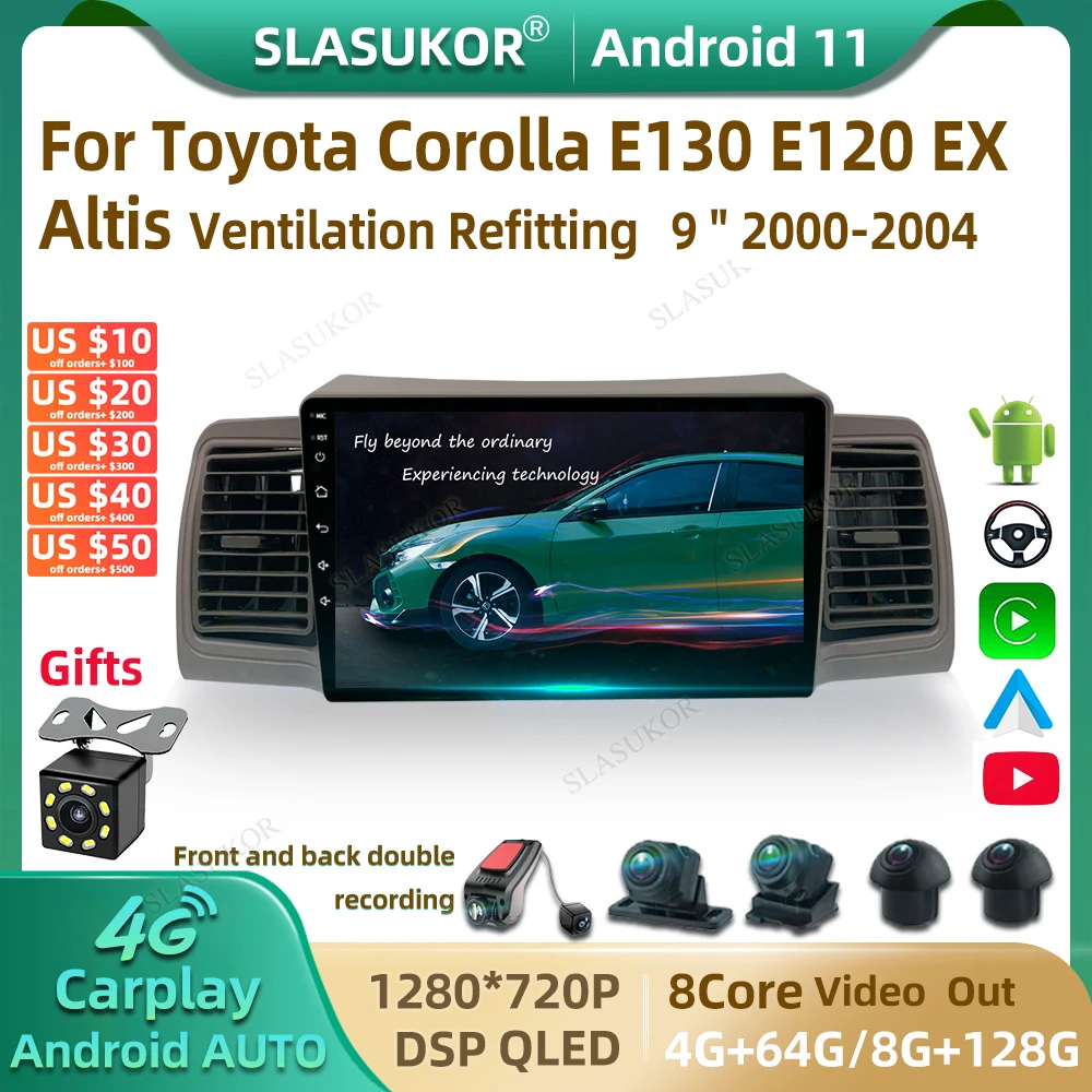 Автомагнитола 9 дюймов для Toyota Corolla E130 E120 2000-2004 Android, мультимедийный видеоплеер, автомобильная аудиосистема, стереоплеер, навигация
Автомагнитола 9 дюймов для Toyota Corolla E130 E120 2000-2004 Android, мультимедийный видеоплеер, автомобильная аудиосистема, стереоплеер, навигация