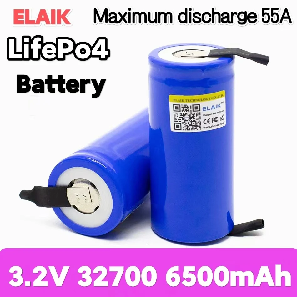 

12pcs New 3.2V 32700 6500mAh LiFePO4 battery with 35A continuous discharge and maximum 55A high-power battery+DIY nickel sheet