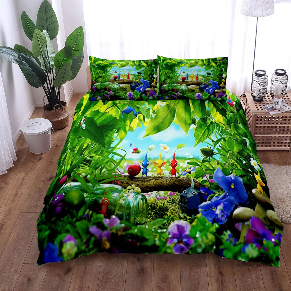 

Pikmin Bugs Duvet Cover Set King Queen Double Full Twin Single Size Bed Linen Set