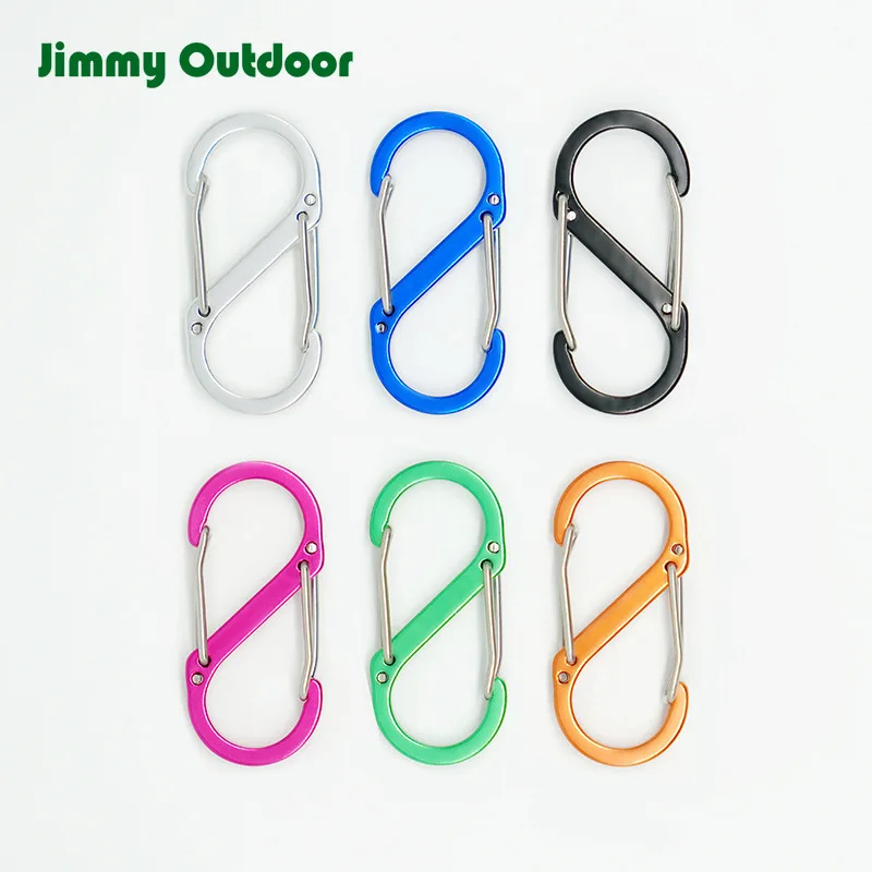 

8PIC S-Double Carabiner Set Camping EDC Survival Climbing Spring Backpack Clasps Keychain Tactical Gear Hooks Key Chain Clip