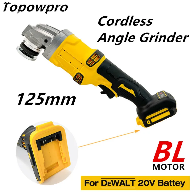 

125mm Brushless Angle Grinder Variable Speed Cutting Polishing Grinding Machine Power Tools Suitable For DeWALT 20V Battery