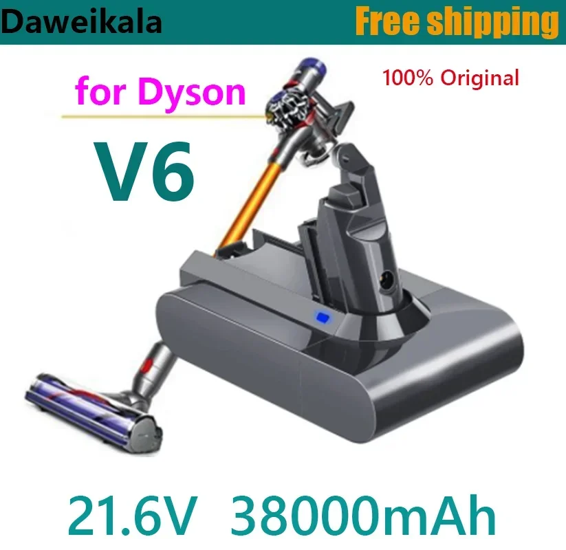

New 2023 Powerful 21.6V 38000mAh Li-ion Battery with Charger Set for Dyson V6 DC58 DC59 DC62 DC74 SV09 SV07 SV03 Vacuum Cleaners