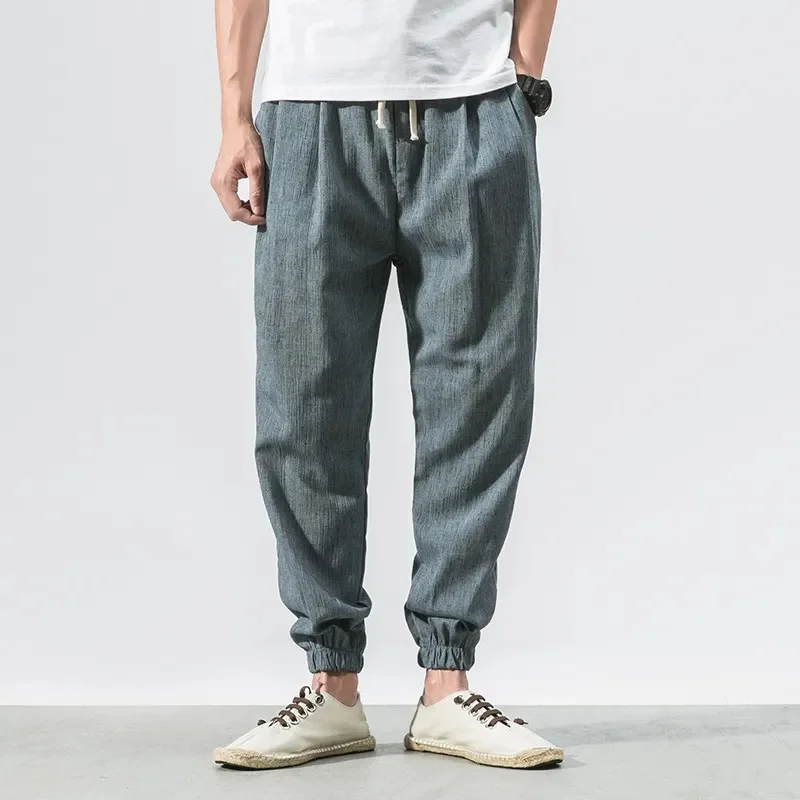 

Cotton Linen Casual Harem Pants Men Joggers Man Summer Trousers Male Chinese Style Baggy 2023 Harajuku Clothe
