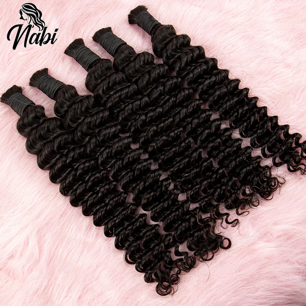 

NABI Human Hair Bundles for Braiding Deep Wave Virgin Hair Extension Natural Color Braids No weft Hair Bulk Extensions