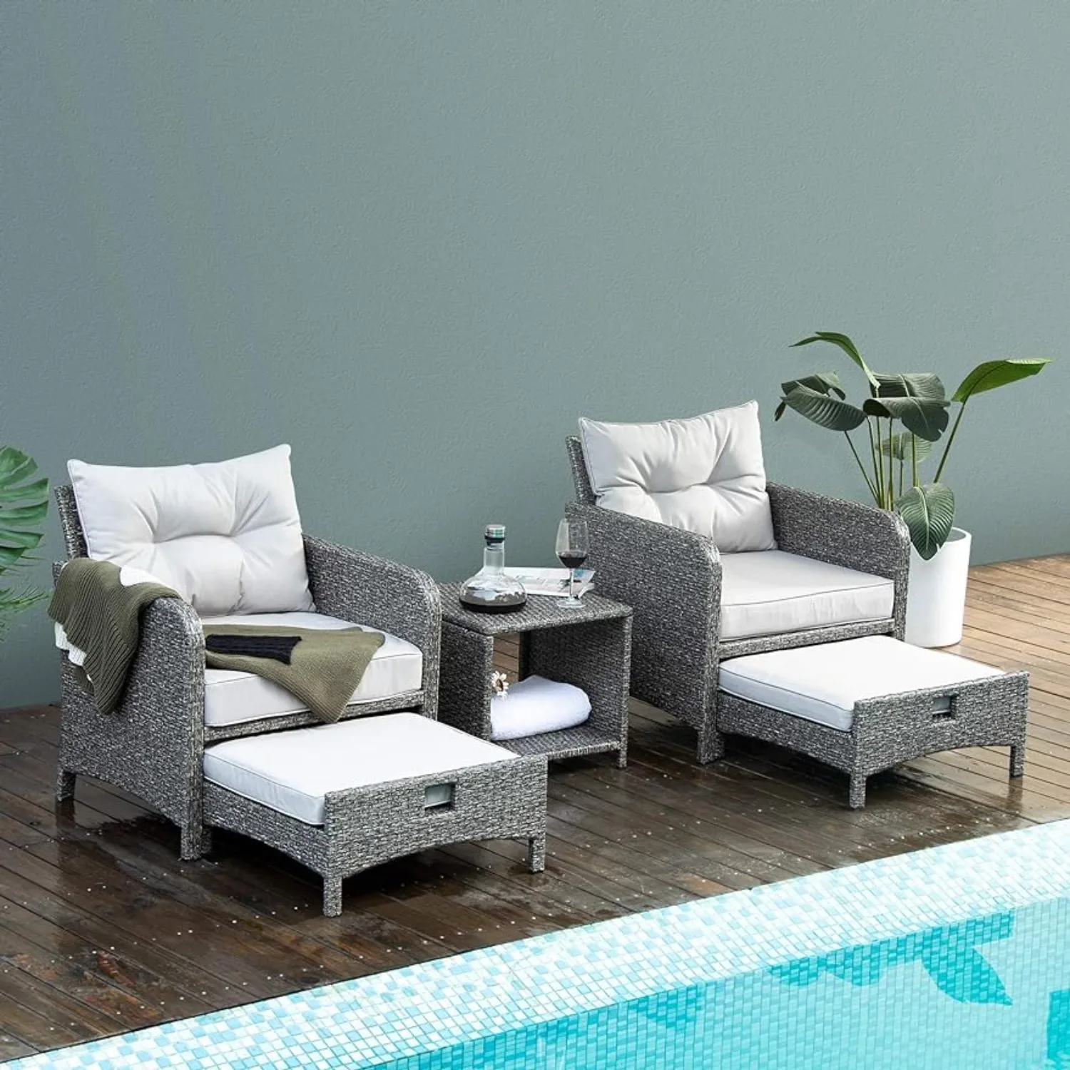 Pamapic 5 Pieces Outdoor Patio Wicker Chairs Set with Ottoman, Outside Furniture Set+Cushions(Gray Cushion+Light Gray Rattan)
Pamapic 5 Pieces Outdoor Patio Wicker Chairs Set with Ottoman, Outside Furniture Set+Cushions(Gray Cushion+Light Gray Rattan)