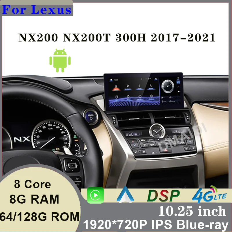 

Car Multimedia GPS Navigation Radio Touch Screen Android 11 8+128G For Lexus NX NX200 NX200T 300h 2014-2021