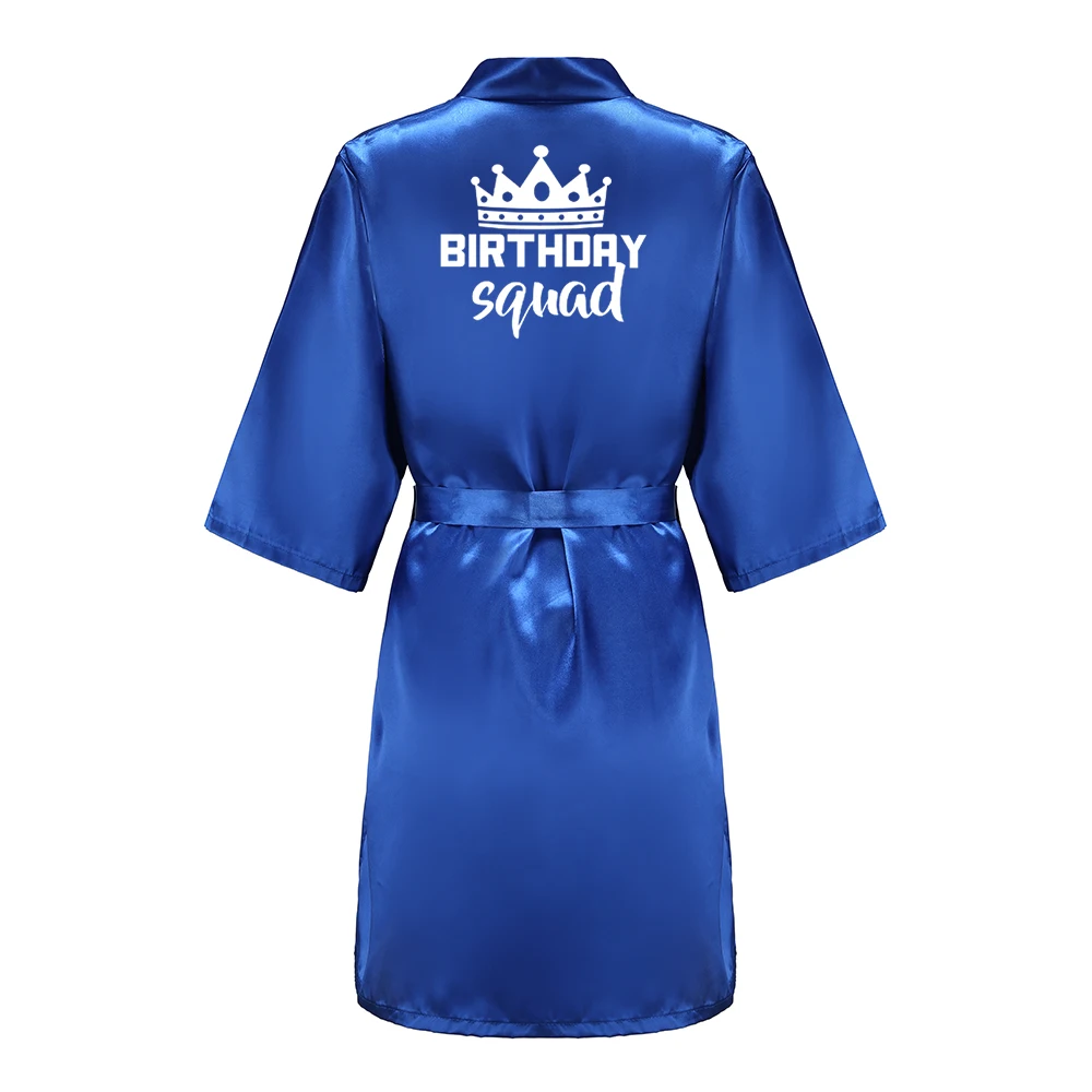 Birthday Party Queen Squad Robes Satin Pajamas Dressing Gown White Writing Kimono Rose Gold Bathrobe Birthday Party Queen Squad Robes Satin Pajamas Dressing Gown White Writing Kimono Rose Gold Bathrobe