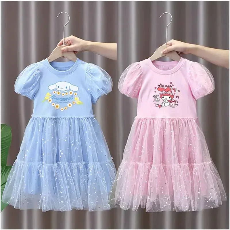 Sanrios Cinnamoroll My Melody Pochacco Girls Summer Clothing Short Sleeve Gauze Skirt Dresses Princess Style Party Dress
Sanrios Cinnamoroll My Melody Pochacco Girls Summer Clothing Short Sleeve Gauze Skirt Dresses Princess Style Party Dress