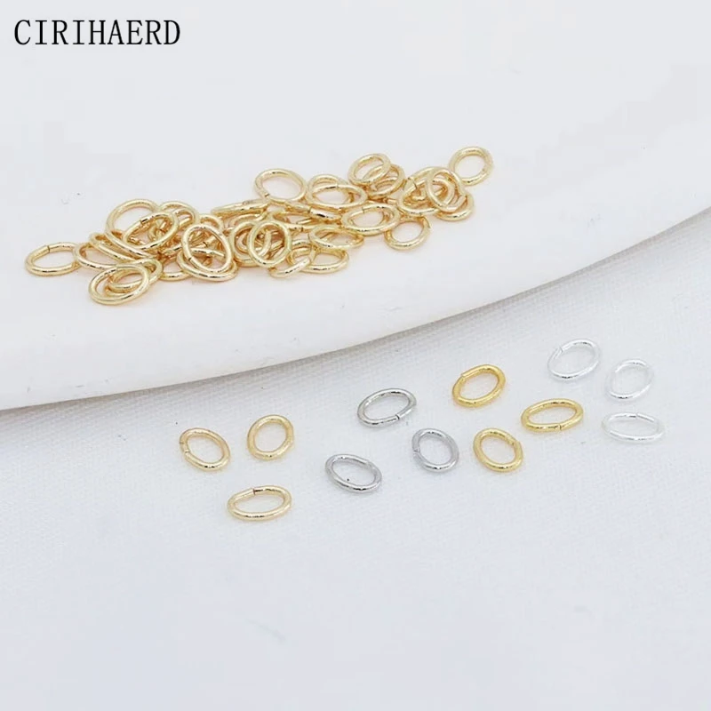 

100pcs/lot 14K Gold/Silver Plated Brass Metal Oval Open Jump Rings DIY Ring Connectors For Jewelry Making Circle Ring Connector