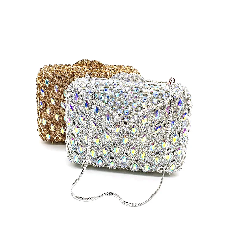 

Fashion Bridal wedding party purse women evening party bridal wedding diamonds luxury clutches peacock feather crystal purses